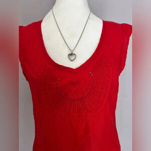 Size Small Linen Red Short Sleeve Shirt